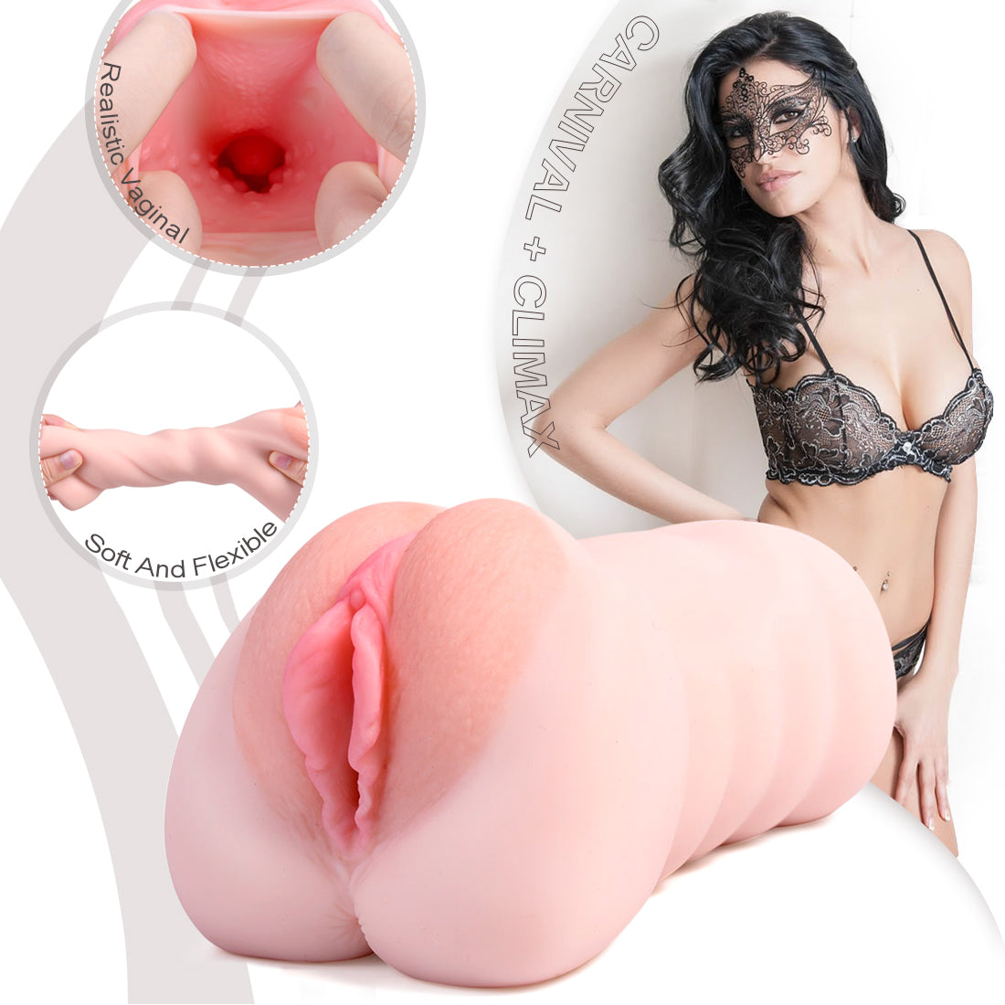Realistic Vagina Male Masturbators Cup Built In Cock Ring Pocket Pussy