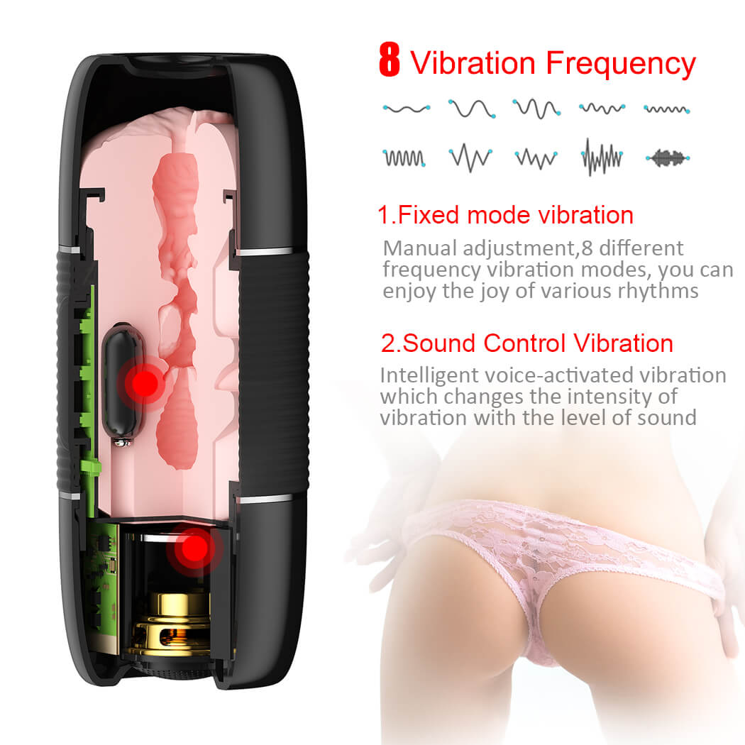 USB Charging 3D Stereo Sound Bluetooth Masturbator 8 Frequency Vibration Toy