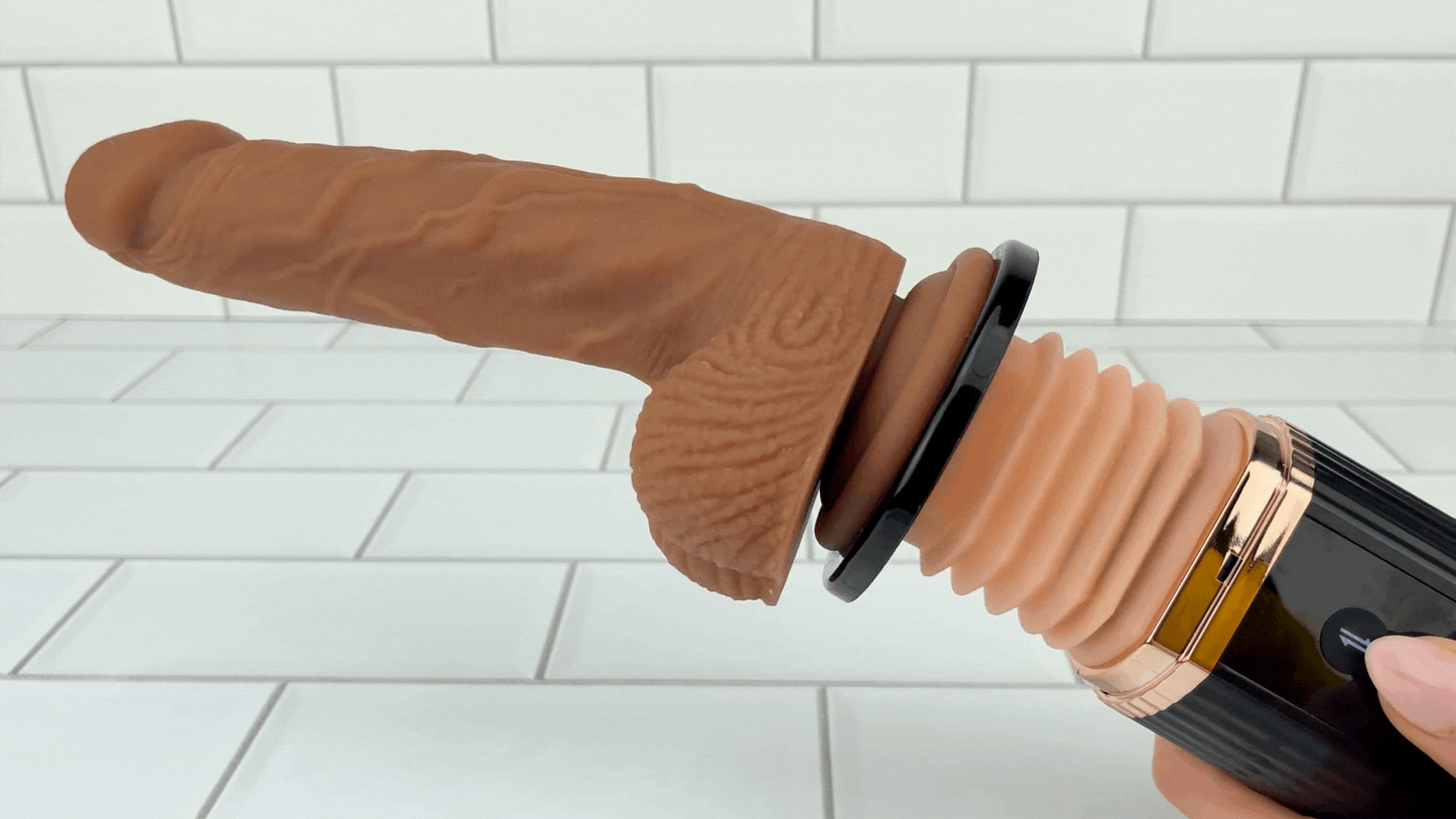 Hands-Free Thrusting & Vibrating Silicone Dildo - Includes Suction Cup Compatible Attachment!