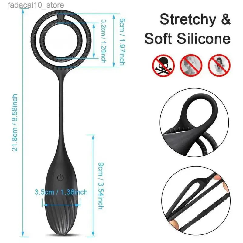 Silicone Vibrating Cock Ring with Anal Vibrator 10 Modes Butt Plug
