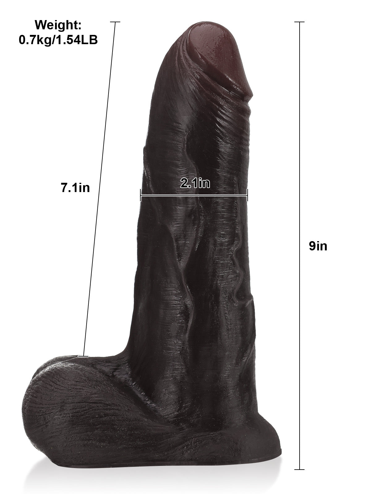 Phantom 9" x 2" Thick Sliding Skin Vac-U-Lock Dildo With Moving Balls & Suction Cup