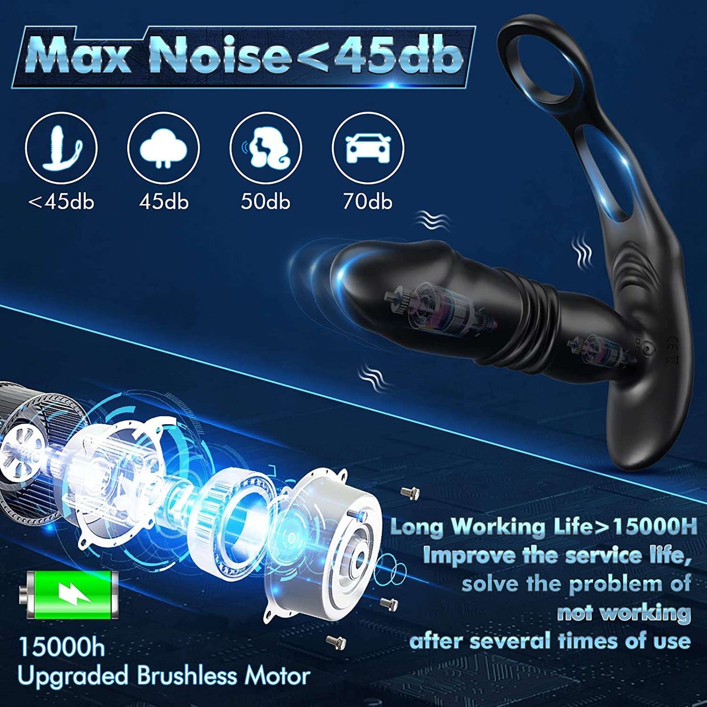 Sex toys  dubai7ModesHeadRetractableAnalPlugwithCockRingforMen,CouplesSexToystoys  men