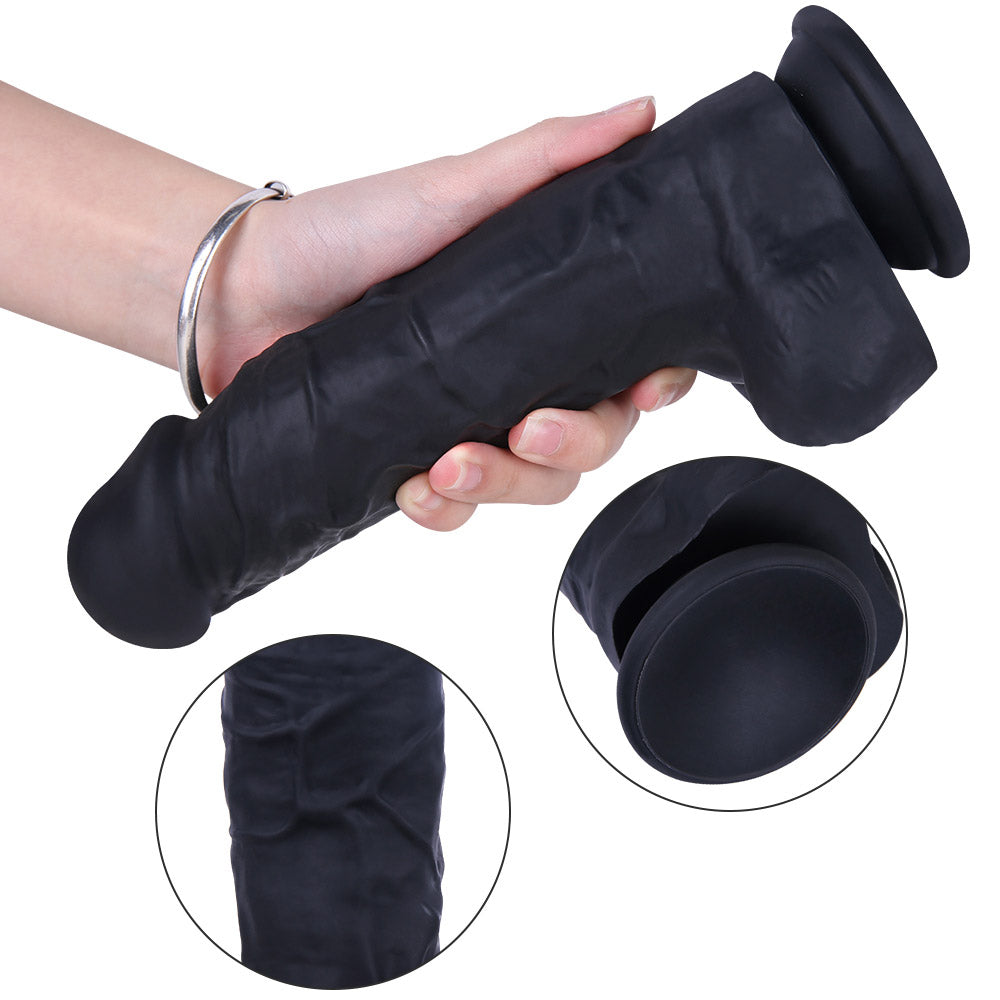 Sex toys  dubaiB132ClassicGirthyRealisticBlackLiquidSiliconeSuctionCupDildowithBalls8.6Inchtoys  men