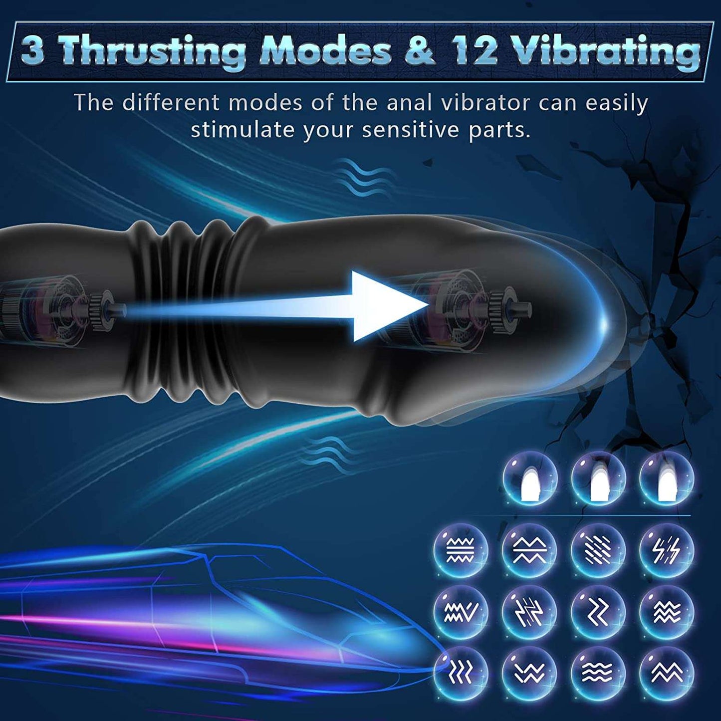 Sex toys  dubai7ModesHeadRetractableAnalPlugwithCockRingforMen,CouplesSexToystoys  men