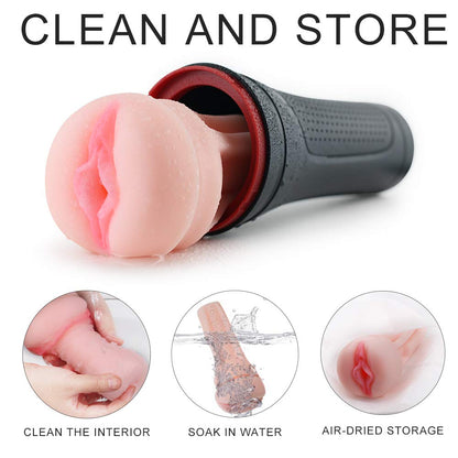 3D Realistic Virgin Vibrating Powered Pocket Pussy Male Masturbator