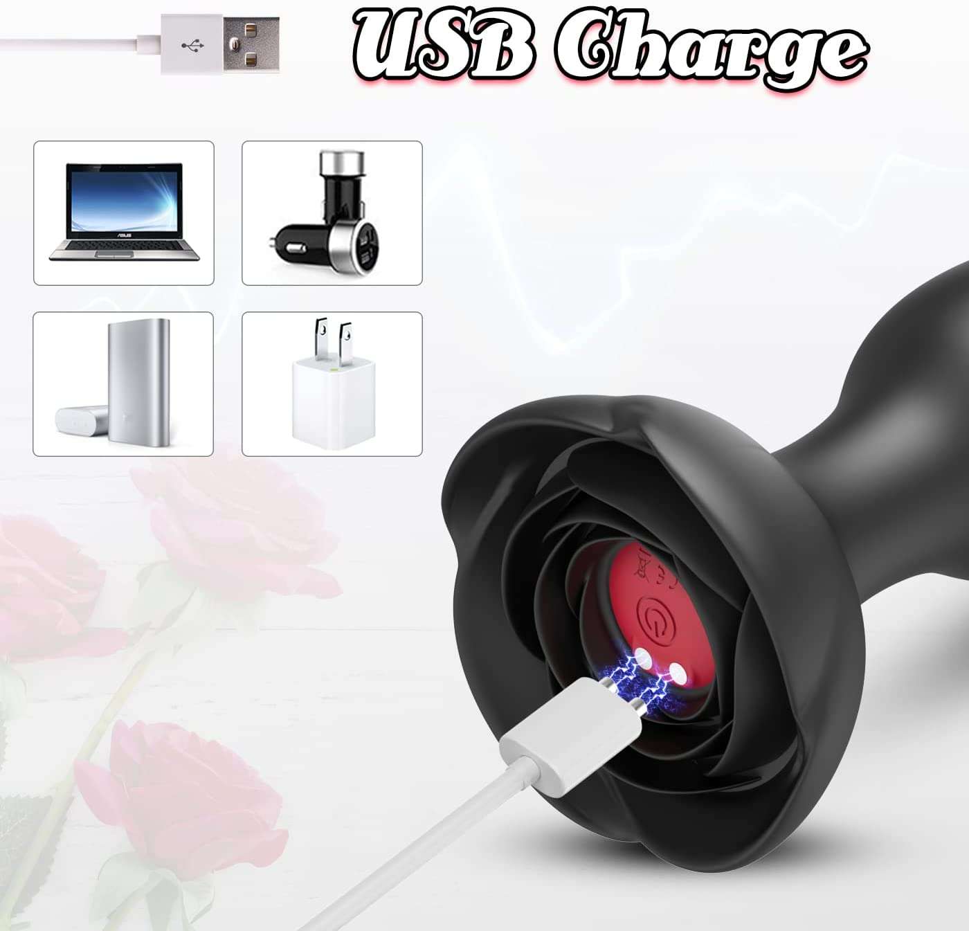 Sex toys  dubaiRemoteControlSexAnalPlugVibratorwith10Modes&RoseShapeforCoupleGamestoys  men
