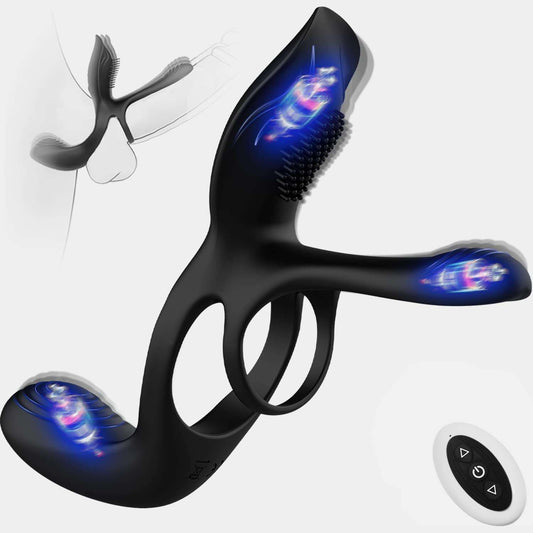 Sex toys  dubai3in1VibratingCockRingwith10ModesMen’sPenisRingsVibratorstoys  men