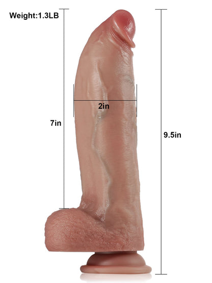 Connor 9.5" x 2" Thick Thrusting Pulsating Vibrating Heating Dildo