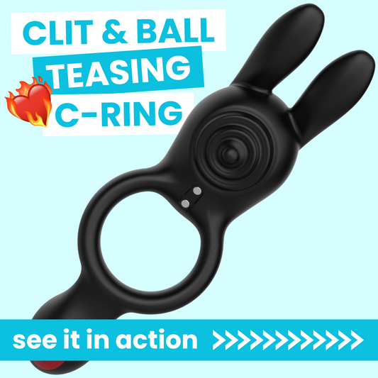 Vibrating Silicone Bunny Dual C-Ring - Penis, Clit, and Scrotum Vibes!