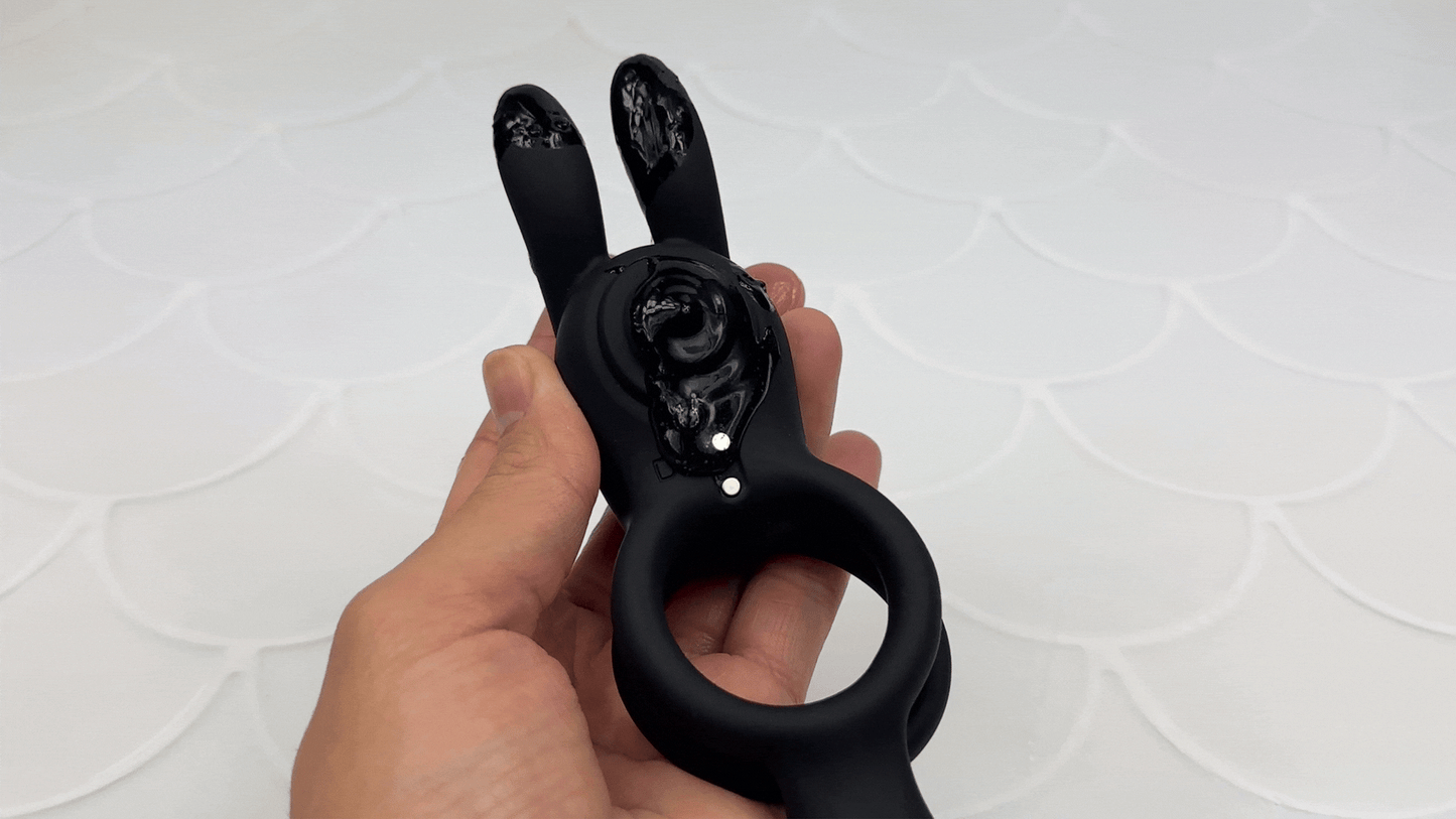Vibrating Silicone Bunny Dual C-Ring - Penis, Clit, and Scrotum Vibes!