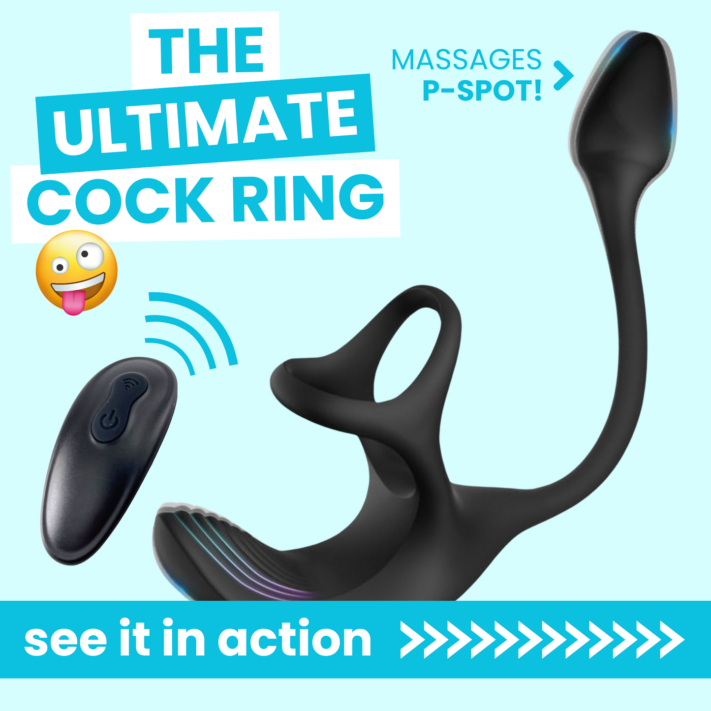 Triple Stimulating Vibrating Silicone Cock Ring with Remote - Penis, Scrotum, and Anal Vibes!