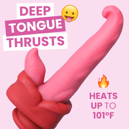 Warming Silicone Thrusting & Rotating Suction Cup Tongue with Remote - Deep, Hands-Free Penetration and Wild Oral!