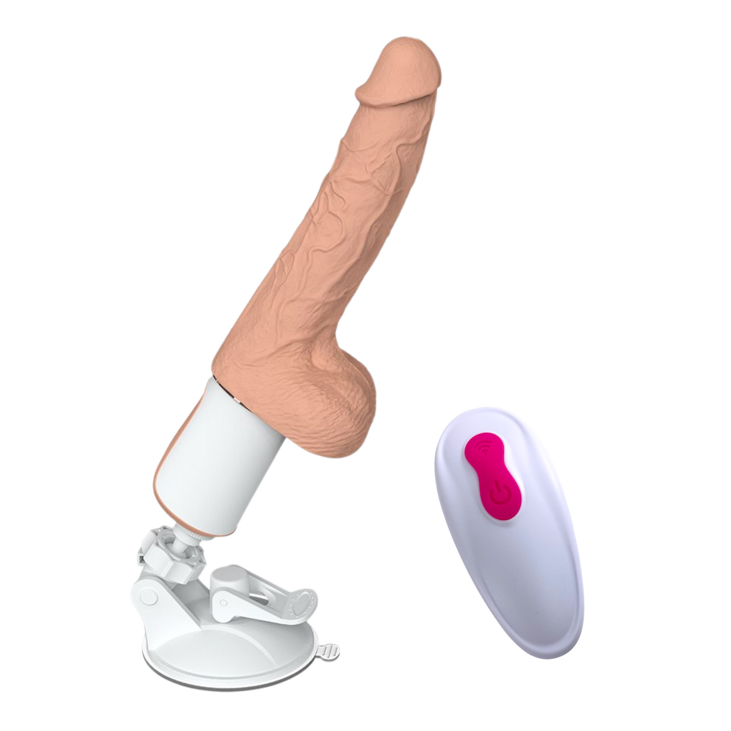 Warming, Thrusting, Vibrating, and Waterproof Dildo - Hands-Free Suction Cup Mount - Includes Remote!