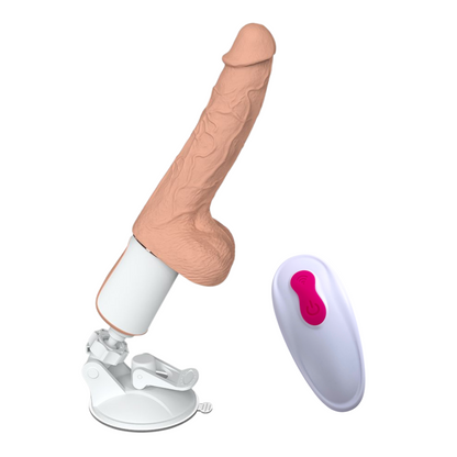 Warming, Thrusting, Vibrating, and Waterproof Dildo - Hands-Free Suction Cup Mount - Includes Remote!