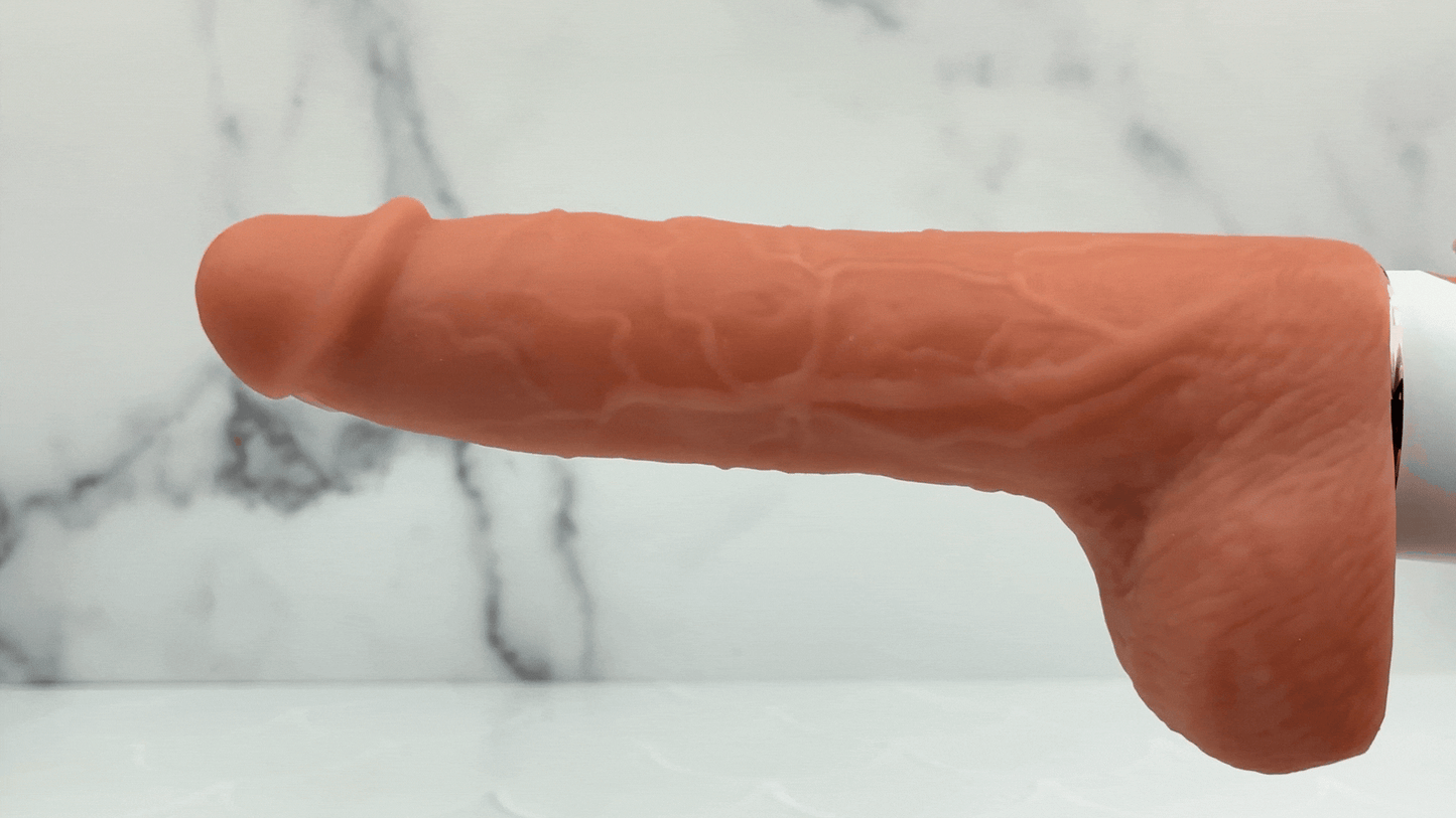 Warming, Thrusting, Vibrating, and Waterproof Dildo - Hands-Free Suction Cup Mount - Includes Remote!