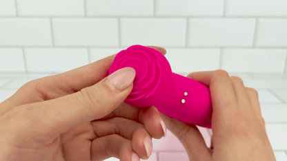 Bendy Silicone Double Dildo Vibrator with Clit Teaser - Fulfill DP Fantasies or Buzz Your Clit with the Vibrating Handle!