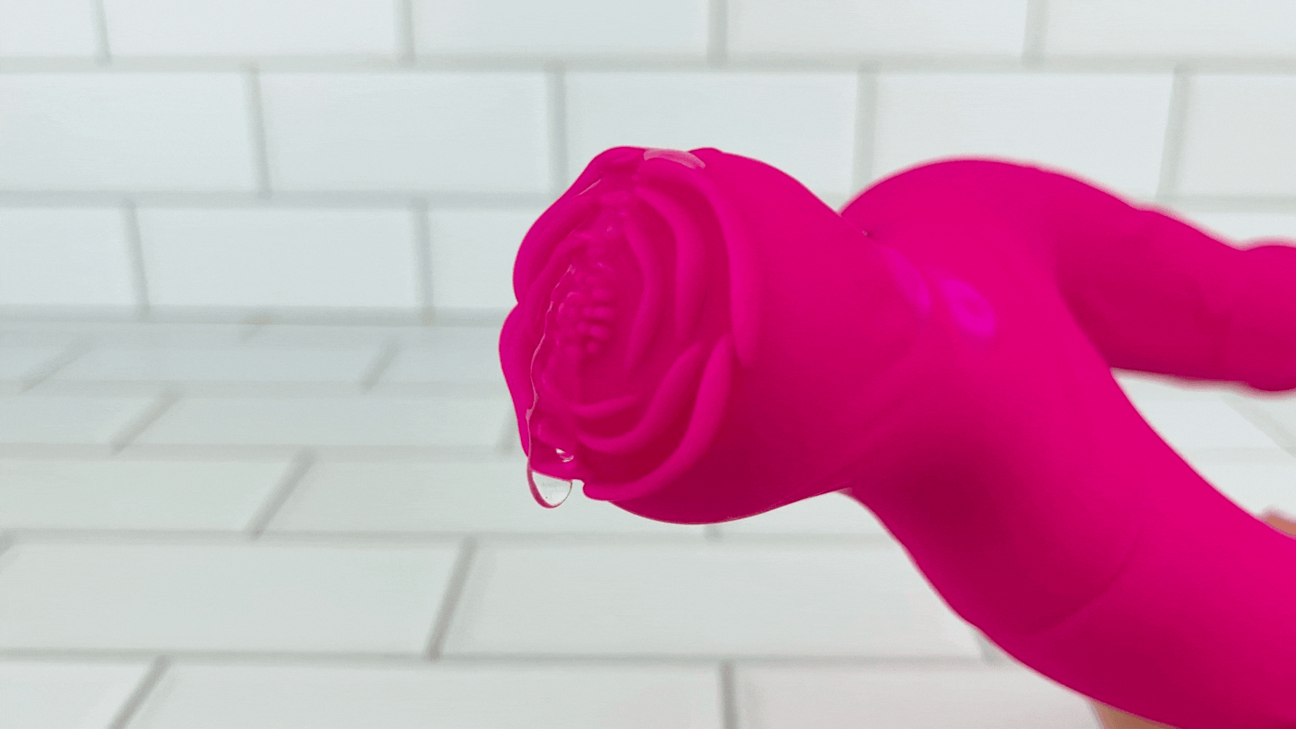 Bendy Silicone Double Dildo Vibrator with Clit Teaser - Fulfill DP Fantasies or Buzz Your Clit with the Vibrating Handle!