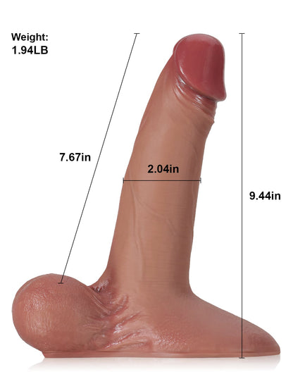 Patriot 9.4" x 2" Black Sliding Skin Vac-U-Lock Dildo With Moving Balls & Suction Cup