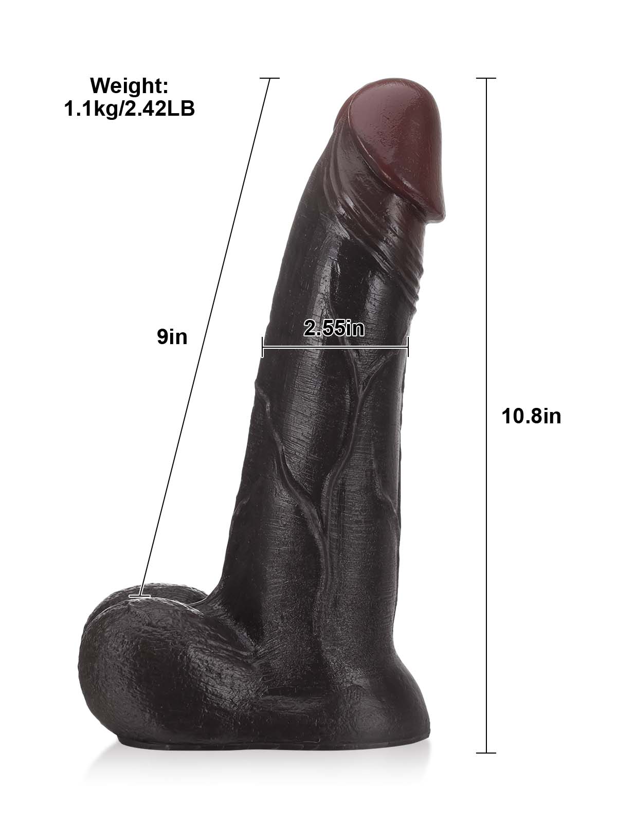 Raptor  10" x 2.5" Sliding Skin Vac-U-Lock BBC Dildo With Moving Balls & Suction Cup
