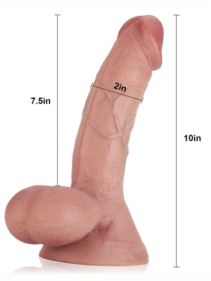 Rob 10" x 2" Realistic Soft Dildo With Swinging Balls & Metal Keel Bendable
