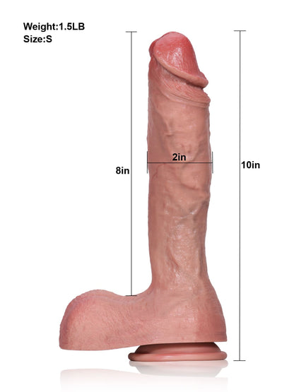 Sebastian S 10" * 2" Flesh Soft Skin Most Realistic Thick Dildo Best For Women