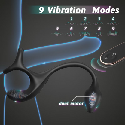 Triple Stimulating Vibrating Silicone Cock Ring with Remote - Penis, Scrotum, and Anal Vibes!