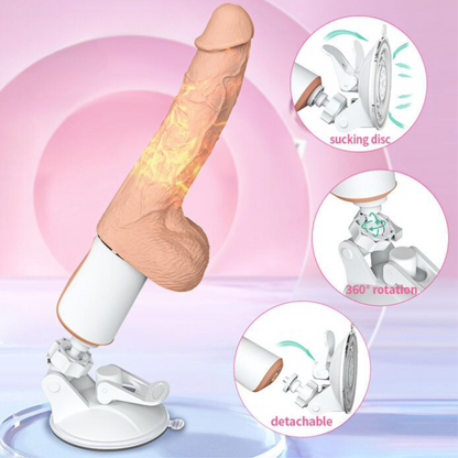 Warming, Thrusting, Vibrating, and Waterproof Dildo - Hands-Free Suction Cup Mount - Includes Remote!