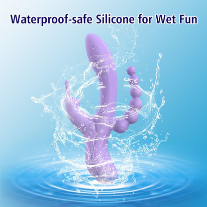 Lavender Trifecta Silicone Triple Stimulator - Powerful Vibes in Dual Motors!