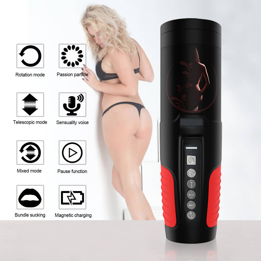 Auto Rotation 10 Sounds Vaginal Suction Cup Rechargeable Male Masturbator