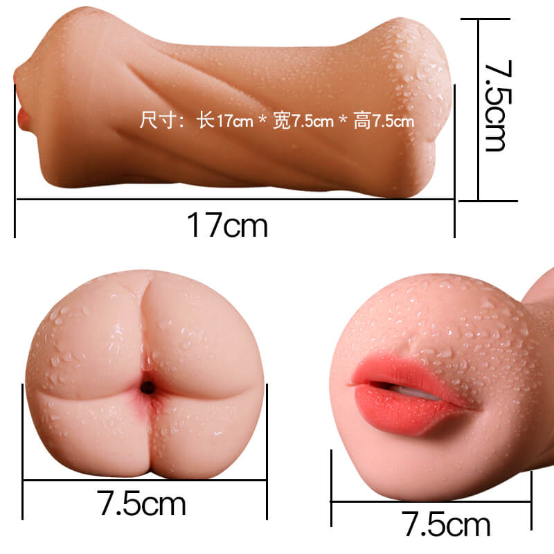 3D Dual Hole Anal Oral Pocket Pussy Realistic Silicone Masturbator For Men