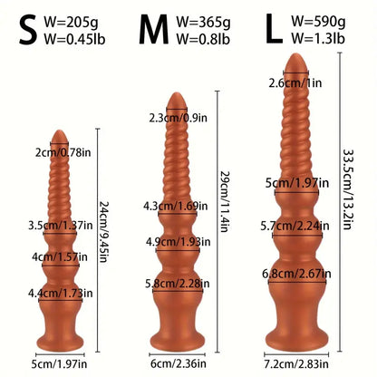 Golden Long Anal Plug With Suction Cup Anal Beads Female Sex Toy
