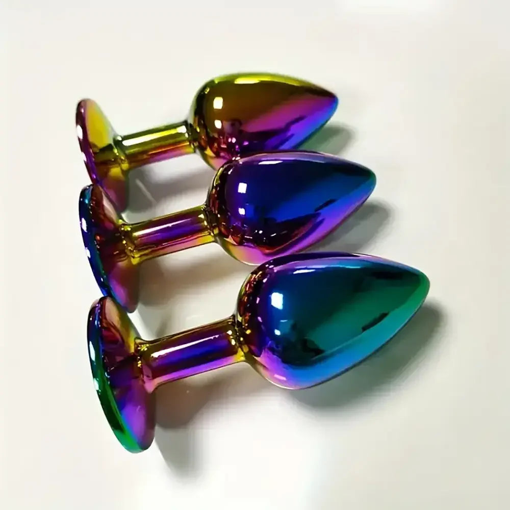 Colorful Anal Plug Three-in-One Pull Adult Sex Toy Metal Backyard