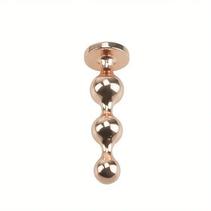 Rose Golden Metal Anal Plug 3-Tier Butt Plug With Gemstone Base