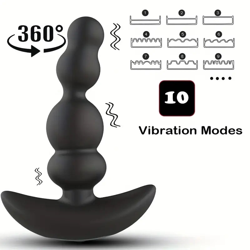 10 Vibration Modes 360° Rotation Pull Bead Style Design Anal Vibrator