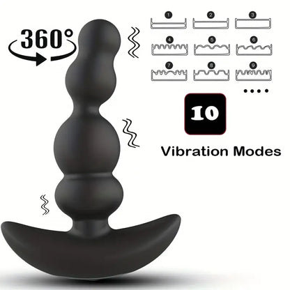 10 Vibration Modes 360° Rotation Pull Bead Style Design Anal Vibrator