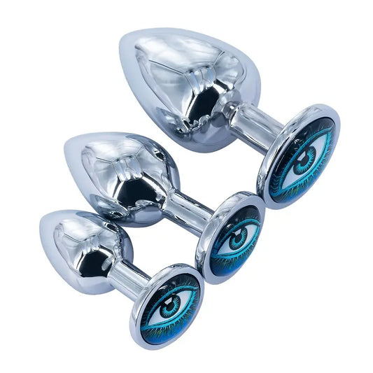 Metal Round Anal Plug With Various Pattern Sequins Alternative Toy