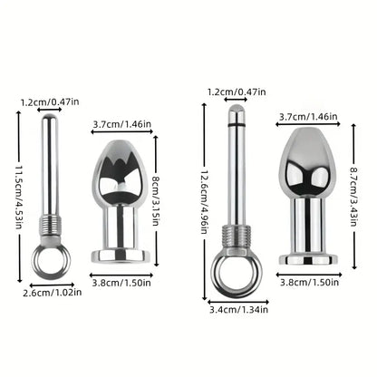 Through-hole Enema Metal Butt Plug With Removable Insert Anal Plug