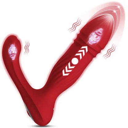 Thrusting Rabbit G Spot Clitoral Realistic Silicone Butt Plug Vibrator