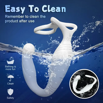 Rotating Anal Vibrator C-Shaped Penis Ring Adult Anal Sex Toy