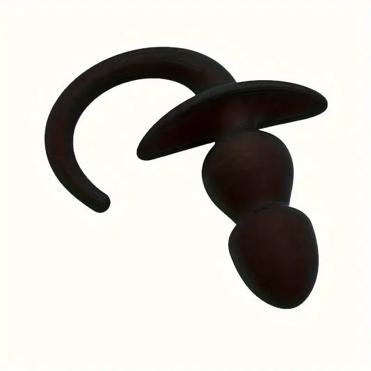 Double Bead Silicone Manual Dog Tail Anal Plug T-Shaped Anal Plug