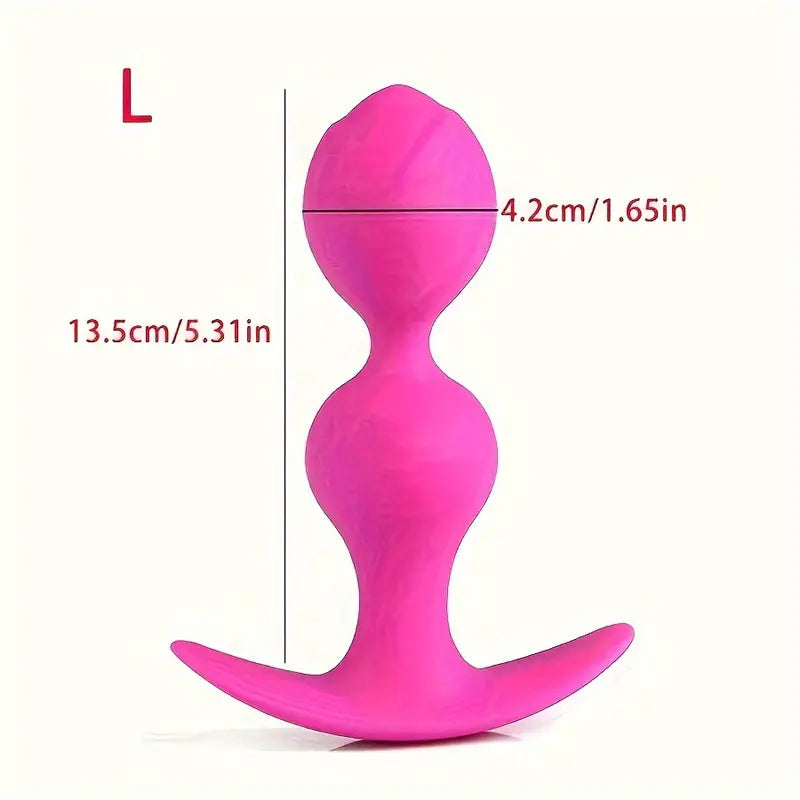 Wearable Pink Silicone Anal Plug With Ball Bearings Prostate Massager