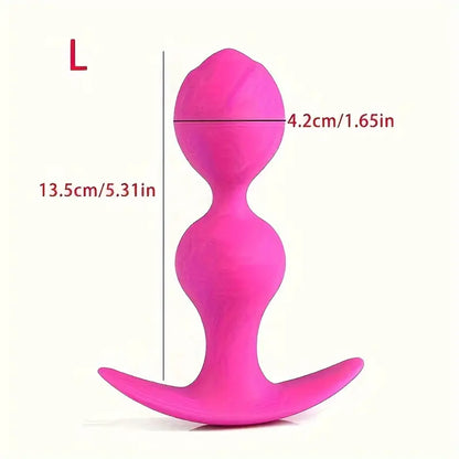Wearable Pink Silicone Anal Plug With Ball Bearings Prostate Massager