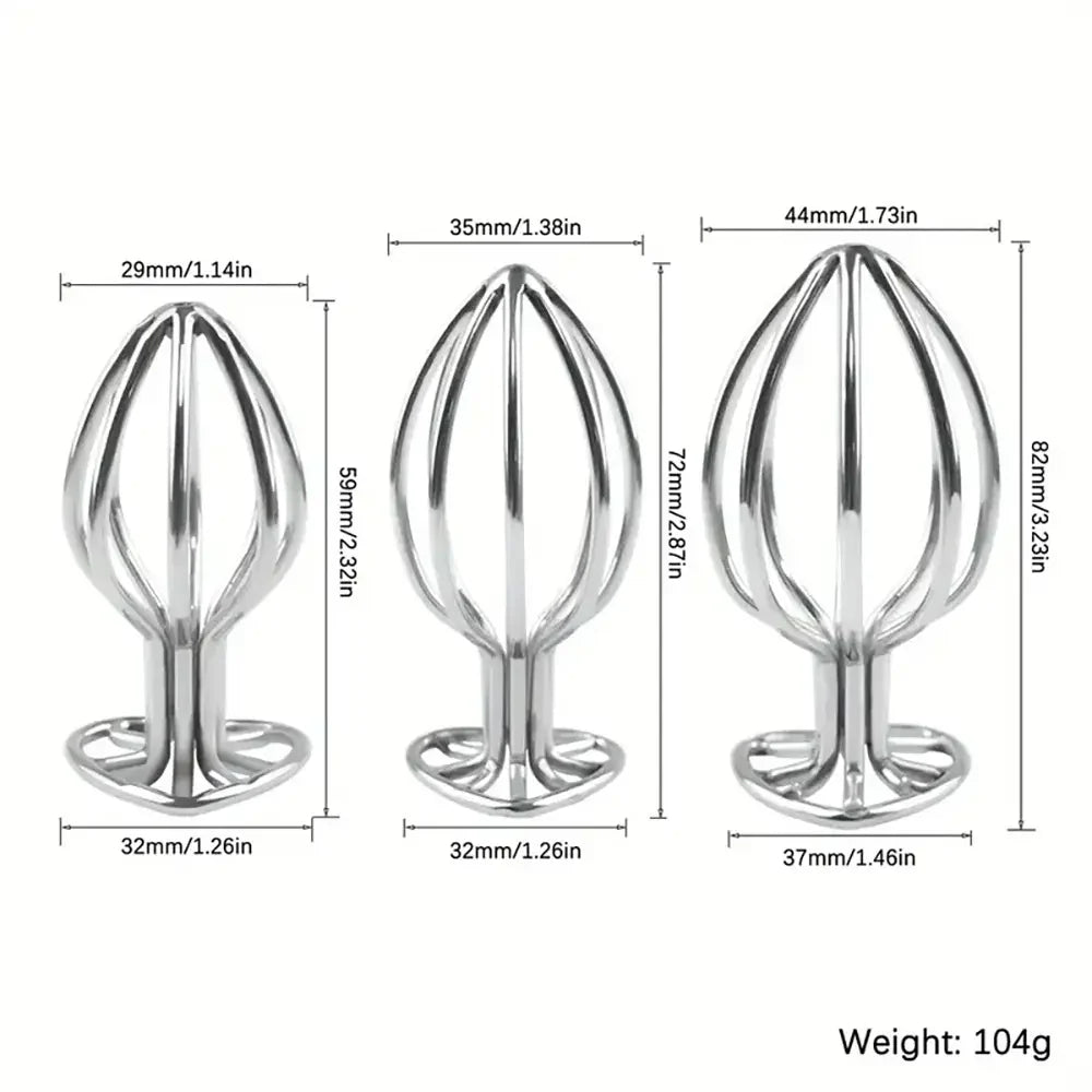 Silvery Heart-shaped Cut-out Metal Anal Plug For Anal Expansion