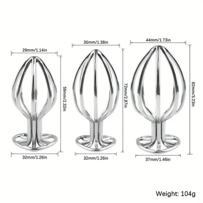 Silvery Heart-shaped Cut-out Metal Anal Plug For Anal Expansion