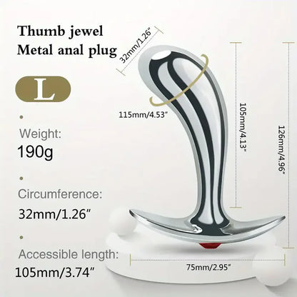 Golden Thumb Metal Male Anal Plugs With Gemstone Base Design