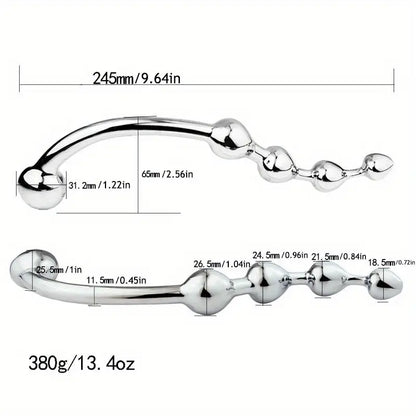 Stainless Steel Anal Stopper With 4 Beads Prostate Massager For Adults