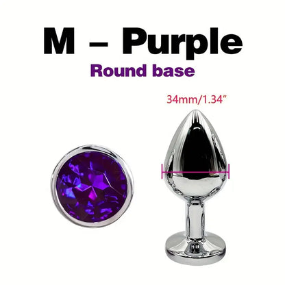 BDSM Metal Anal Plug With Gem Base For Beginner To Expert G-spot