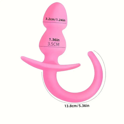 Double Bead Silicone Manual Dog Tail Anal Plug T-Shaped Anal Plug
