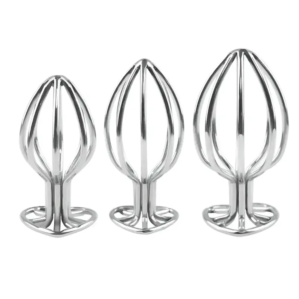 Silvery Heart-shaped Cut-out Metal Anal Plug For Anal Expansion