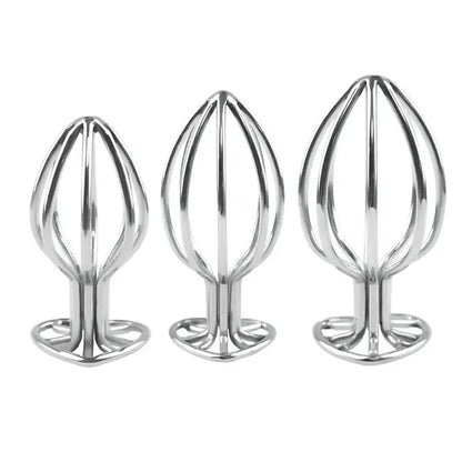 Silvery Heart-shaped Cut-out Metal Anal Plug For Anal Expansion